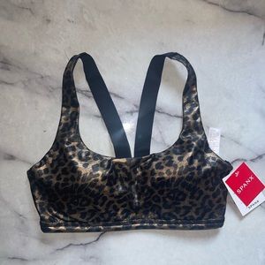 SPANX faux leather leopard shine bra